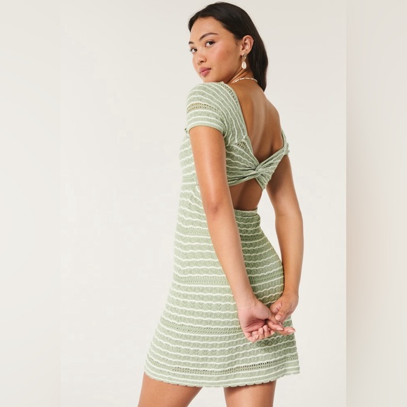 Holister Crochet Style Twist Back Mini Dress - Picture 2 of 4